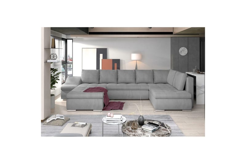 Hjørnesofa Eltap Giovanni 351x82x190 cm, Monolith 84, Lys Grå, Venstre