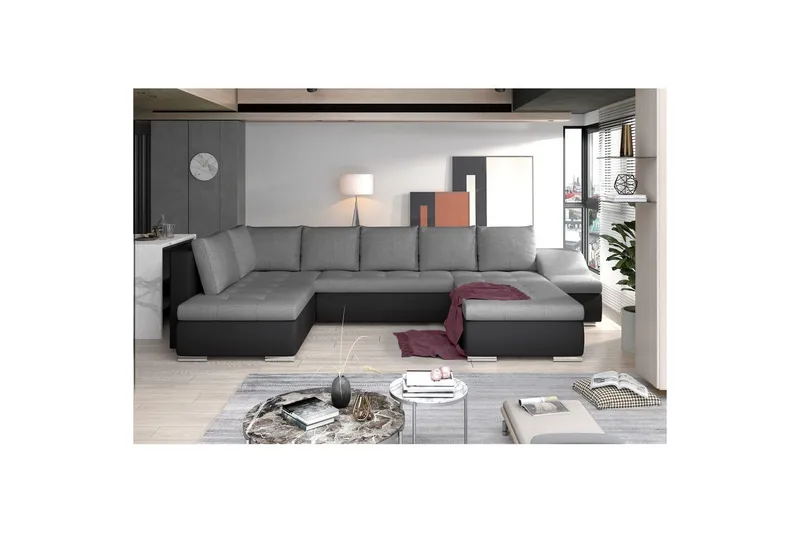 Hjørnesofa Eltap Giovanni 351x82x190 cm, Sawana 05, Soft 11, Grå, Sort, Højre
