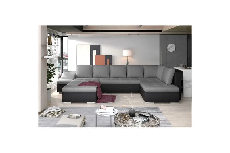 Hjørnesofa Eltap Giovanni 351x82x190 cm, Sawana 05, Soft 11, Grå, Sort, Venstre