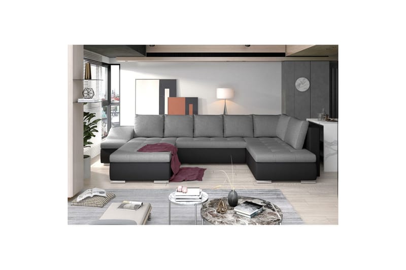 Hjørnesofa Eltap Giovanni 351x82x190 cm - Sawana 05, Soft 11, Grå, Sort, Venstre - Møbler - Sofaer - Sovesofaer