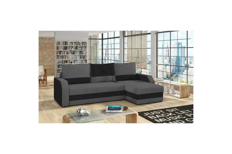 Hjørnesofa Eltap Giulio 239x150x86 cm, Alova 36, Alova 04, Grå, Sort