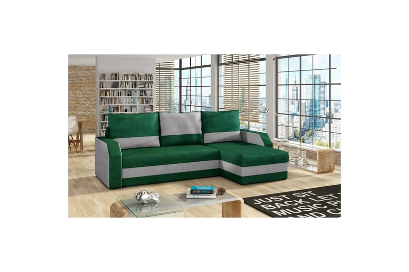 Hjørnesofa Eltap Giulio 239x150x86 cm, Kronos 19, Paros 05, Mørkegrøn, Lysgrå