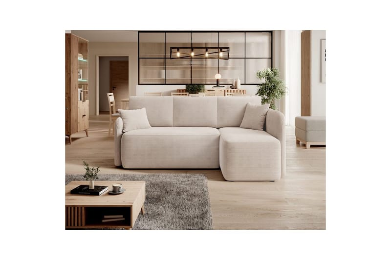 Hjørnesofa Eltap Hadson 206x150x89 cm - Jarell 18, Lys Beige, Højre - Møbler - Sofaer - Sovesofaer