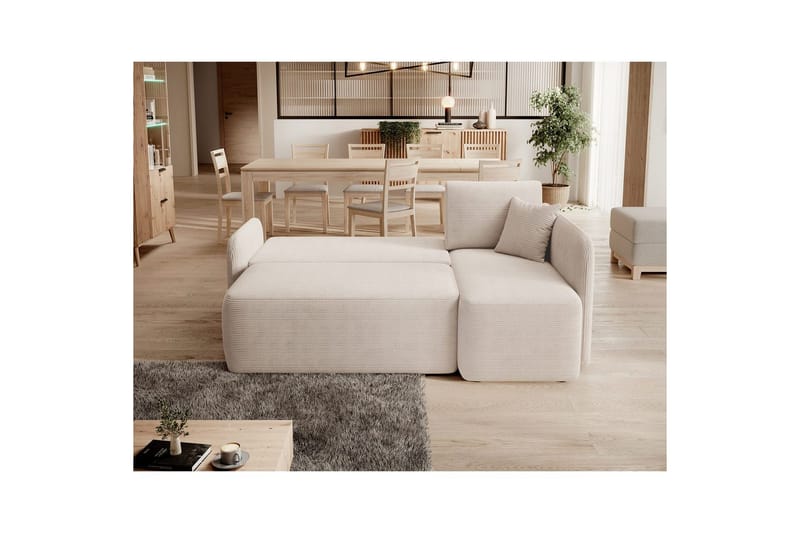Hjørnesofa Eltap Hadson 206x150x89 cm - Jarell 18, Lys Beige, Højre - Møbler - Sofaer - Sovesofaer