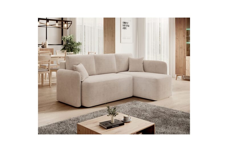 Hjørnesofa Eltap Hadson 206x150x89 cm - Jarell 18, Lys Beige, Højre - Møbler - Sofaer - Sovesofaer