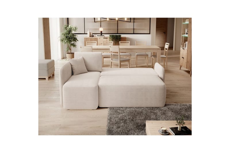 Hjørnesofa Eltap Hadson 206x150x89 cm - Jarell 18, Lys Beige, Venstre - Møbler - Sofaer - Sovesofaer