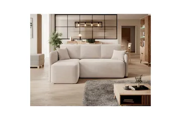 Hjørnesofa Eltap Hadson 206x150x89 cm - Jarell 18, Lys Beige, Venstre - Møbler - Sofaer - Sovesofaer
