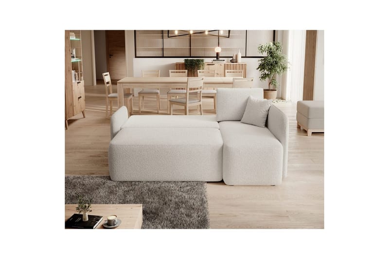 Hjørnesofa Eltap Hadson 206x150x89 cm - Royal 01, Hvid, Højre - Møbler - Sofaer - Sovesofaer