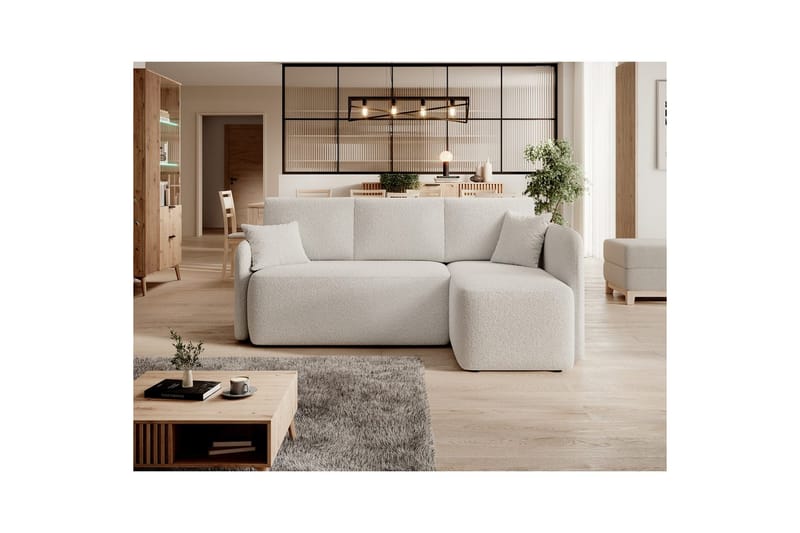 Hjørnesofa Eltap Hadson 206x150x89 cm - Royal 01, Hvid, Højre - Møbler - Sofaer - Sovesofaer
