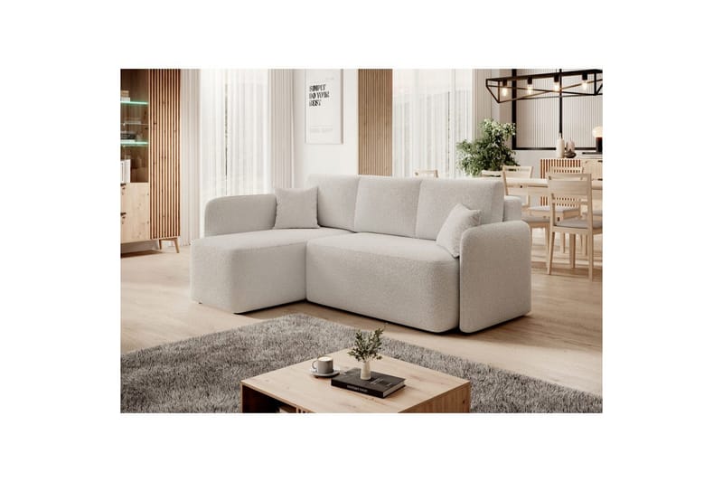 Hjørnesofa Eltap Hadson 206x150x89 cm - Royal 01, Hvid, Venstre - Møbler - Sofaer - Sovesofaer