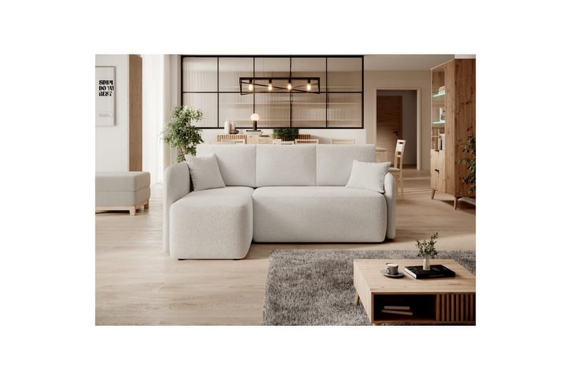 Hjørnesofa Eltap Hadson 206x150x89 cm - Royal 01, Hvid, Venstre - Møbler - Sofaer - Sovesofaer
