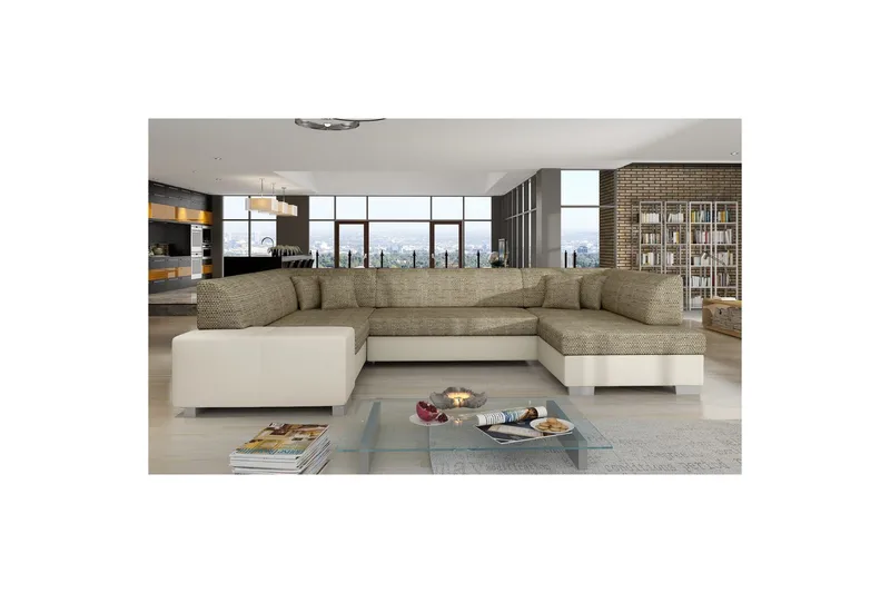 Hjørnesofa Eltap Havana 322x204x72 cm - Berlin 03, Blød 33, Beige, Højre - Møbler - Sofaer - Sovesofaer