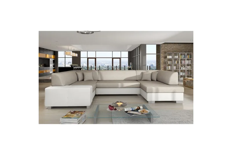 Hjørnesofa Eltap Havana 322x204x72 cm - Dora 21, Soft 17, Beige, Hvid, Højre - Møbler - Sofaer - Sovesofaer