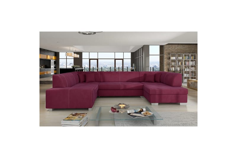 Hjørnesofa Eltap Havana 322x204x72 cm - Mat Velvet 68, Rød, Højre - Møbler - Sofaer - Sovesofaer