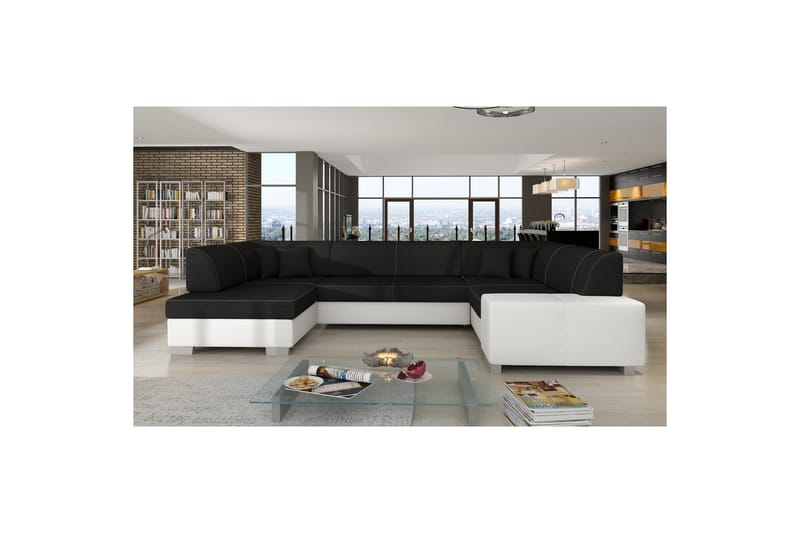 Hjørnesofa Eltap Havana 322x204x72 cm - Sawana 14, Soft 17, Sort, Hvid, Venstre - Møbler - Sofaer - Sovesofaer