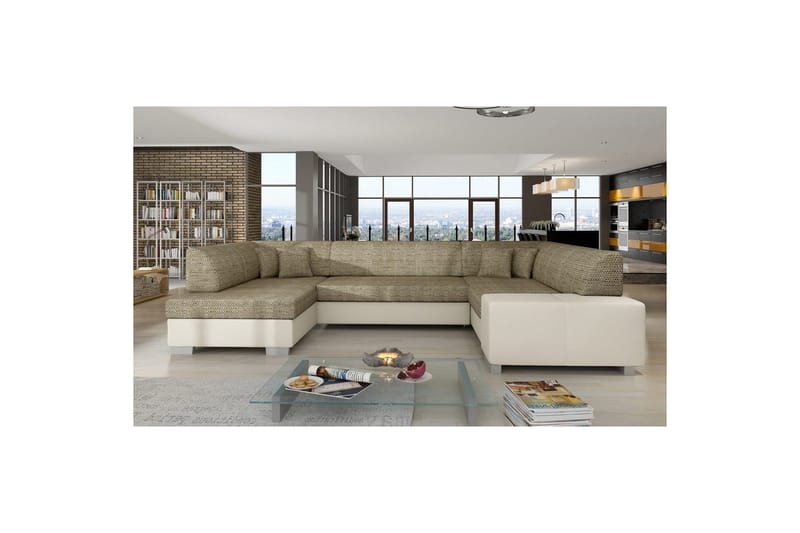 Hjørnesofa Eltap Isloren 322x204x72 cm - Berlin 03, Blød 33, Beige, Venstre - Møbler - Sofaer - Sovesofaer
