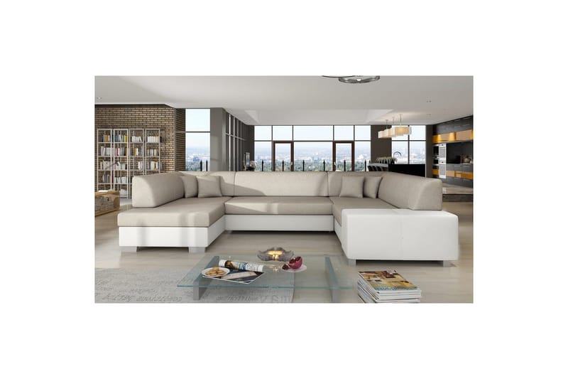 Hjørnesofa Eltap Isloren 322x204x72 cm - Dora 21, Soft 17, Beige, Hvid, Venstre - Møbler - Sofaer - Sovesofaer
