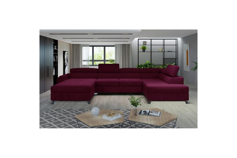 Hjørnesofa Eltap Josette 360x200x92 cm - Mat Velvet 68, Rød, Højre - Møbler - Sofaer - Sovesofaer