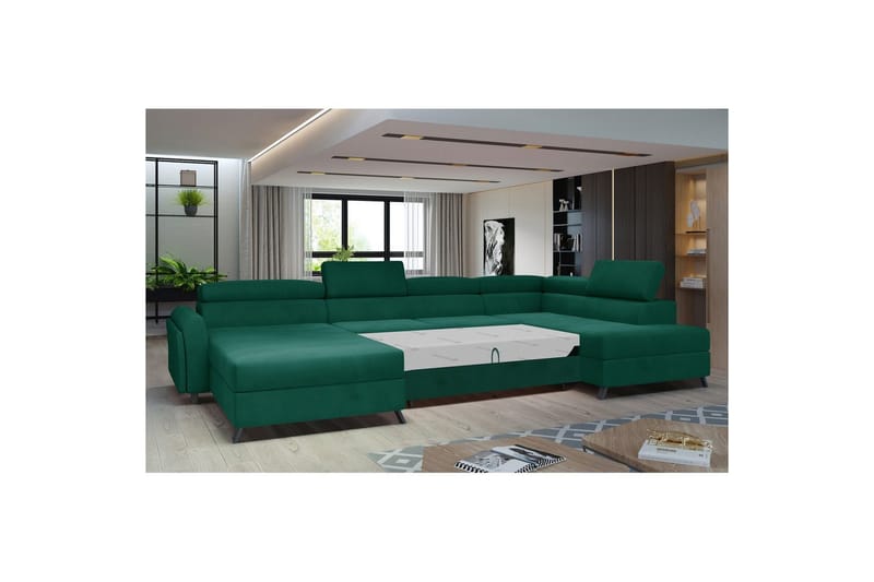 Hjørnesofa Eltap Josette 360x200x92 cm - Monolith 37, Grøn, Højre - Møbler - Sofaer - Sovesofaer