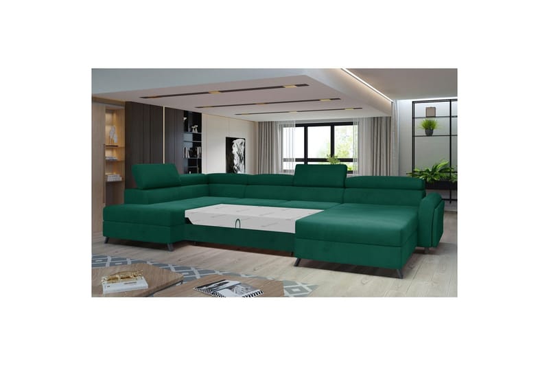 Hjørnesofa Eltap Josette 360x200x92 cm - Monolith 37, Grøn, Venstre - Møbler - Sofaer - Sovesofaer