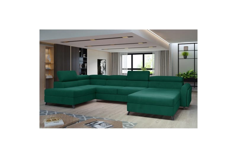 Hjørnesofa Eltap Josette 360x200x92 cm - Monolith 37, Grøn, Venstre - Møbler - Sofaer - Sovesofaer