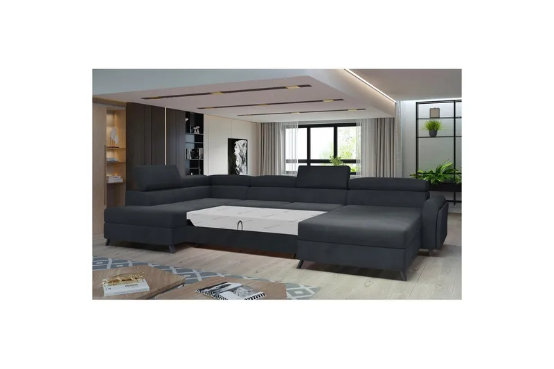 Hjørnesofa Eltap Josette 360x200x92 cm - Monolith 97, Mørkegrå, Venstre - Møbler - Sofaer - Sovesofaer