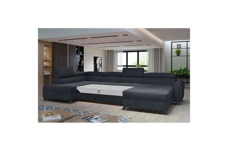 Hjørnesofa Eltap Josette 360x200x92 cm - Monolith 97, Mørkegrå, Venstre - Møbler - Sofaer - Sovesofaer