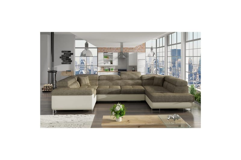 Hjørnesofa Eltap Letto 340x202x90 cm - Berlin 03, Soft 33, Beige, Højre - Møbler - Sofaer - Sovesofaer