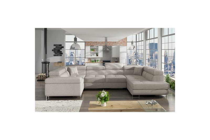 Hjørnesofa Eltap Letto 340x202x90 cm - Cover 02, Lys Grå, Højre - Møbler - Sofaer - Sovesofaer