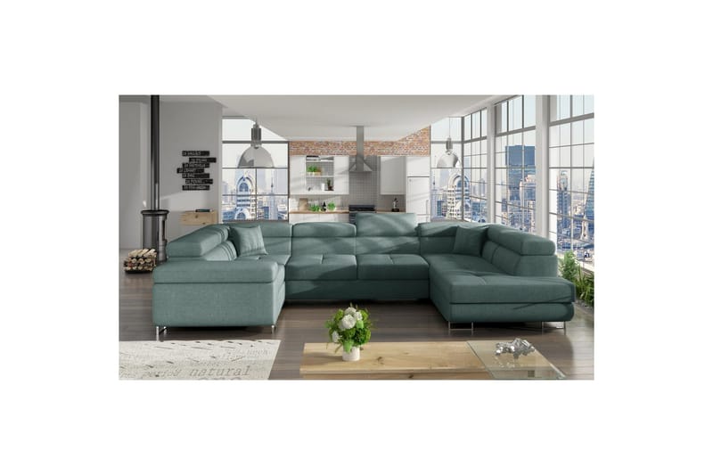 Hjørnesofa Eltap Letto 340x202x90 cm - Cover 70, Blå, Højre - Møbler - Sofaer - Sovesofaer