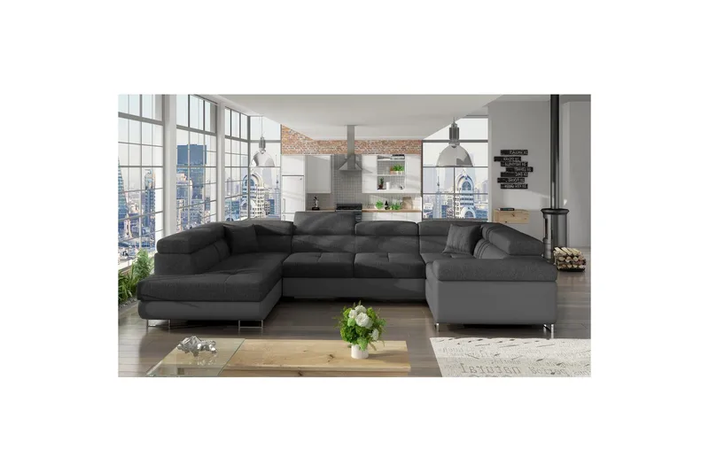 Hjørnesofa Eltap Letto 340x202x90 cm - Inari 96, Blød 29, Mørkegrå, Grå, Venstre - Møbler - Sofaer - Sovesofaer