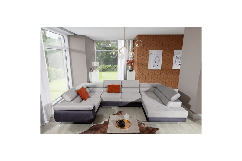 Hjørnesofa Eltap Letto 340x202x90 cm - Monolith 84, Monolith 97, Lys Grå, Mørkegrå, Højre - Møbler - Sofaer - Sovesofaer