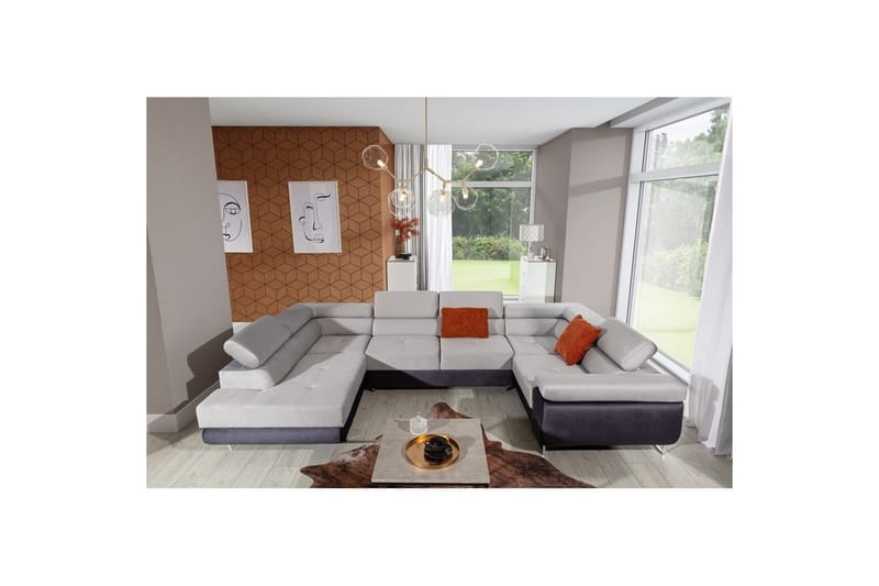 Hjørnesofa Eltap Letto 340x202x90 cm, Monolith 84, Monolith 97, Lys Grå, Mørkegrå, Venstre