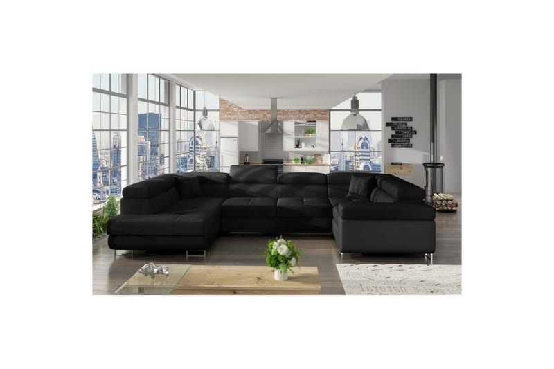Hjørnesofa Eltap Letto 340x202x90 cm - Sawana 14, Soft 11, Sort, Sort, Venstre - Møbler - Sofaer - Sovesofaer