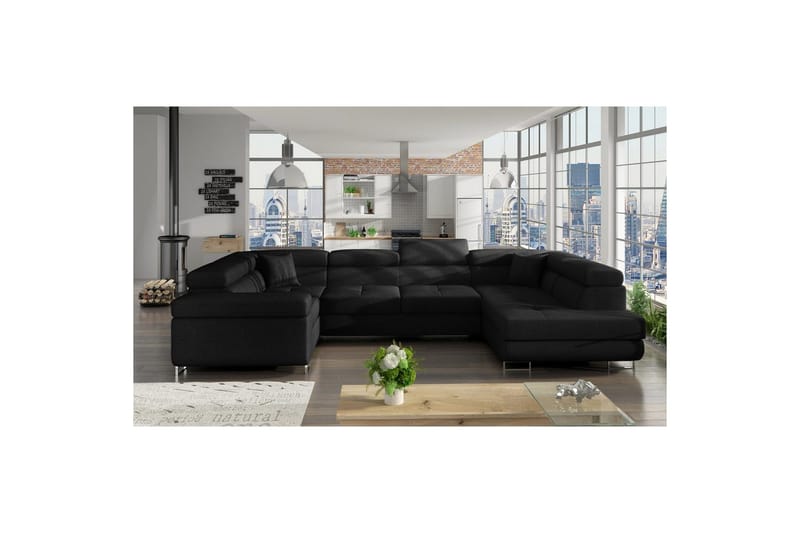 Hjørnesofa Eltap Letto 340x202x90 cm - Sawana 14, Sort, Højre - Møbler - Sofaer - Sovesofaer