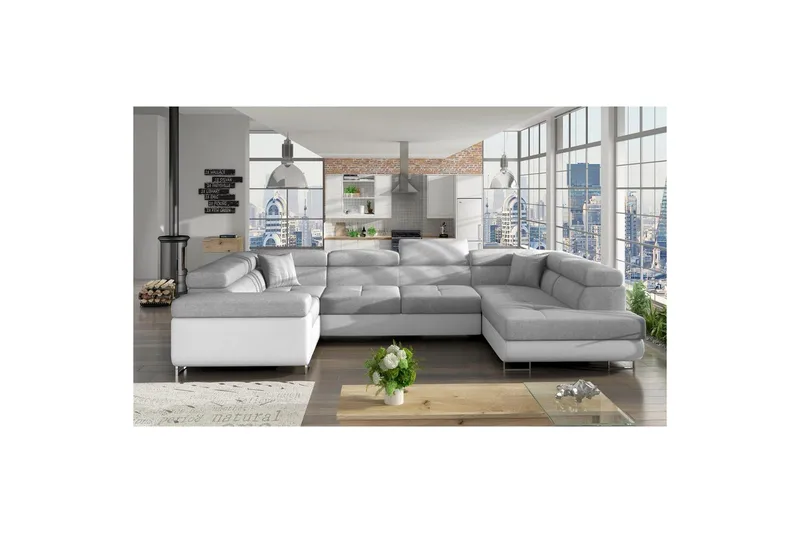 Hjørnesofa Eltap Letto 340x202x90 cm - Sawana 21, Soft 17, Grå, Hvid, Højre - Møbler - Sofaer - Sovesofaer