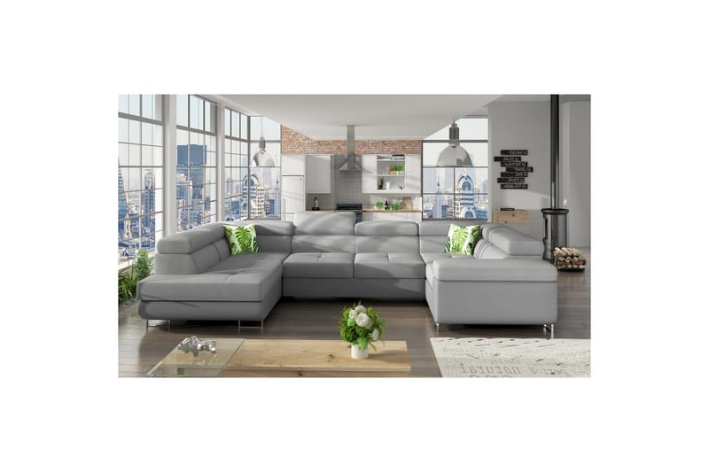 Hjørnesofa Eltap Letto 340x202x90 cm, Soro 83, Soft 29, Puder: Jungle 32, Venstre