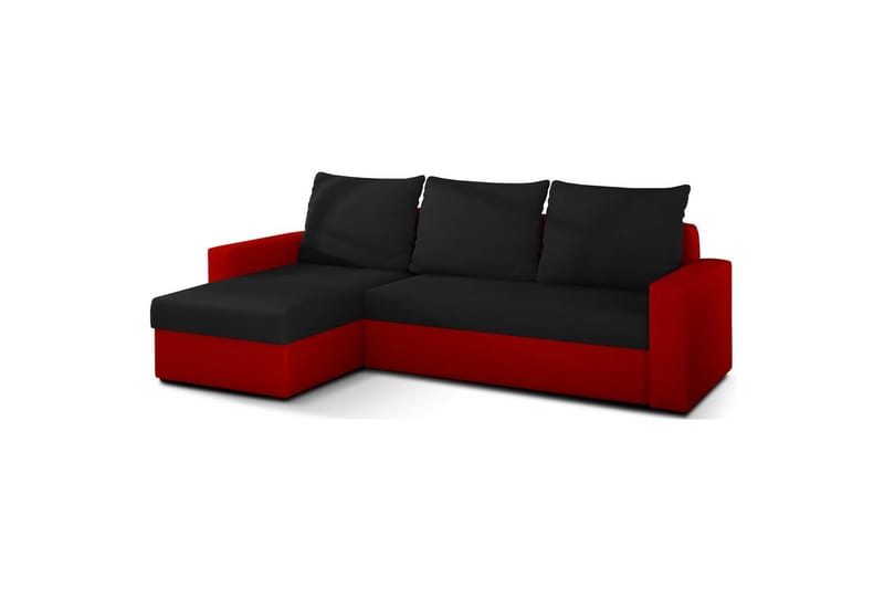 Hjørnesofa Eltap Livio 237x150x72 cm - Alova 04, Alova 46, Sort, Rød - Møbler - Sofaer - Sovesofaer
