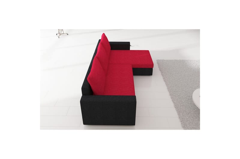 Hjørnesofa Eltap Livio 237x150x72 cm - Alova 04, Alova 46, Sort, Rød - Møbler - Sofaer - Sovesofaer