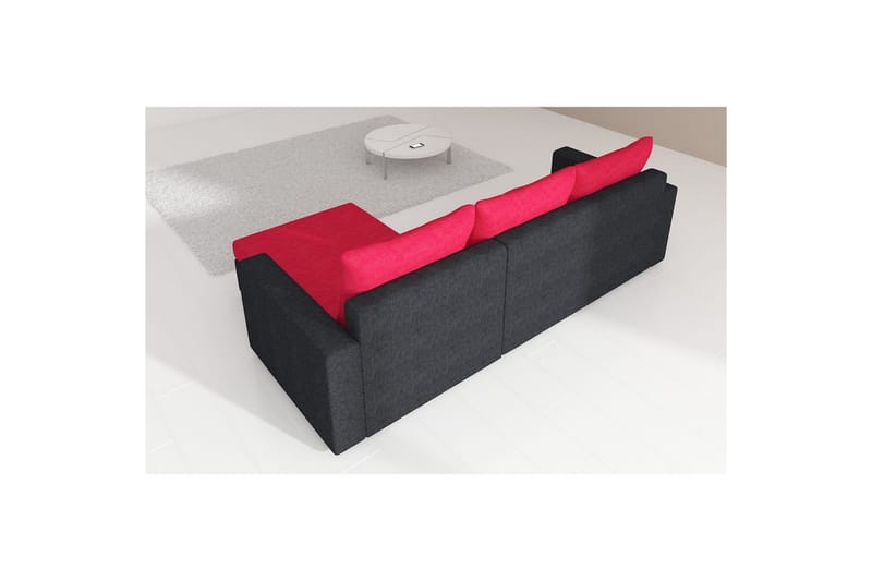 Hjørnesofa Eltap Livio 237x150x72 cm - Alova 04, Alova 46, Sort, Rød - Møbler - Sofaer - Sovesofaer