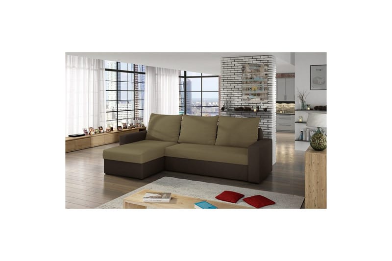 Hjørnesofa Eltap Livio 237x150x72 cm - Alova 07, Alova 67, Beige, Brun - Møbler - Sofaer - Sovesofaer