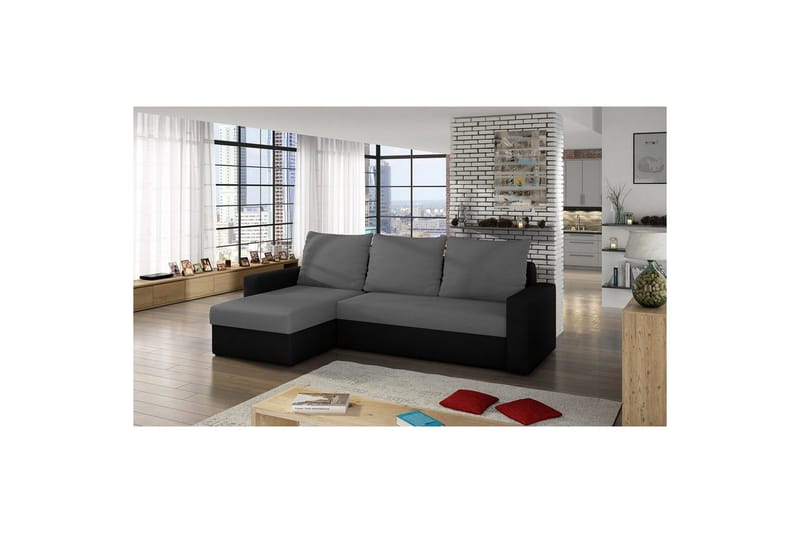 Hjørnesofa Eltap Livio 237x150x72 cm - Alova 10, Alova 04, Grå, Sort - Møbler - Sofaer - Sovesofaer