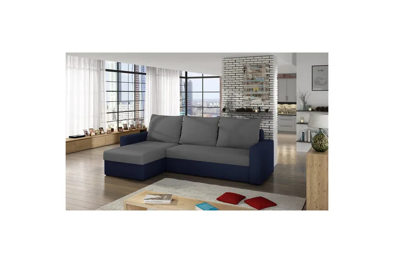 Hjørnesofa Eltap Livio 237x150x72 cm - Alova 10, Alova 79, Grå, Blå - Møbler - Sofaer - Sovesofaer