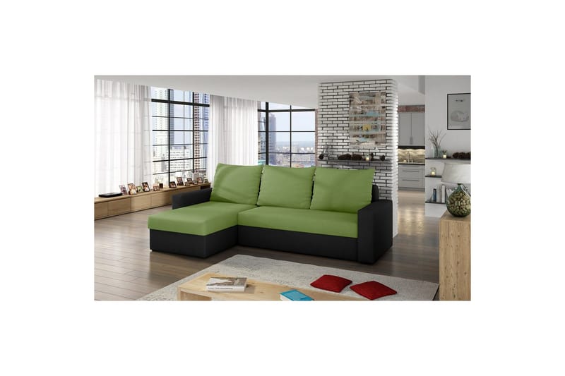 Hjørnesofa Eltap Livio 237x150x72 cm - Alova 42, Alova, Grøn, Sort - Møbler - Sofaer - Sovesofaer