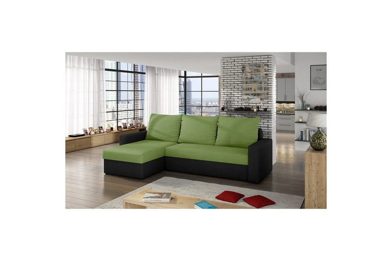 Hjørnesofa Eltap Livio 237x150x72 cm - Alova 42, Alova, Grøn, Sort - Møbler - Sofaer - Sovesofaer