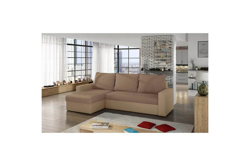 Hjørnesofa Eltap Livio 237x150x72 cm - Alova 66, Alova 07, Beige - Møbler - Sofaer - Sovesofaer