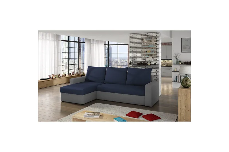 Hjørnesofa Eltap Livio 237x150x72 cm - Alova 79, Alova 10, Blå, Grå - Møbler - Sofaer - Sovesofaer