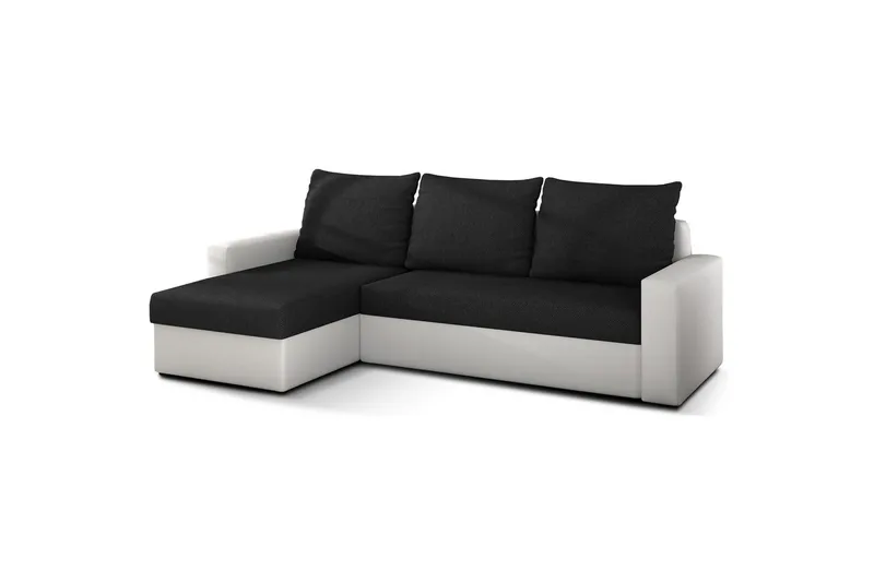 Hjørnesofa Eltap Livio 237x150x72 cm, Sawana 14, Soft 17, Sort, Hvid