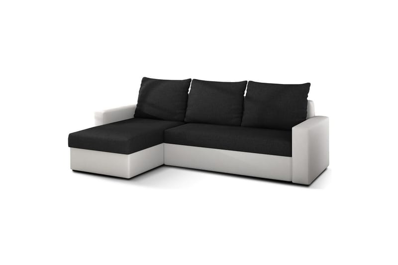 Hjørnesofa Eltap Livio 237x150x72 cm - Sawana 14, Soft 17, Sort, Hvid - Møbler - Sofaer - Sovesofaer