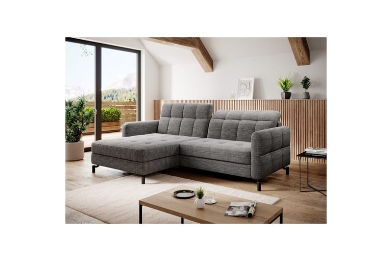 Hjørnesofa Eltap Lorelle 225x160x105 cm - Berlin 01, Grå, Venstre - Møbler - Sofaer - Sovesofaer